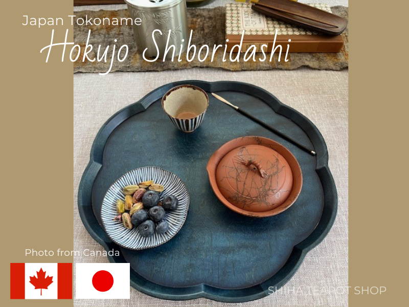Bring Me Comfort - Hokujo Shiboridashi, Blue Floral Tray (From Canada)