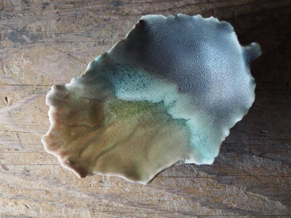 Nuance Blue Green Elegant Leaf Design Plate