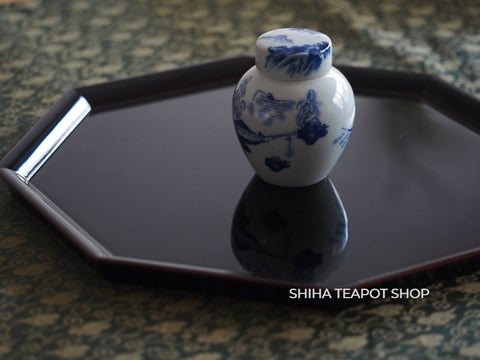 Beautiful Octagon Urushi  Lacquer Tea Tray (Tame-nuri)