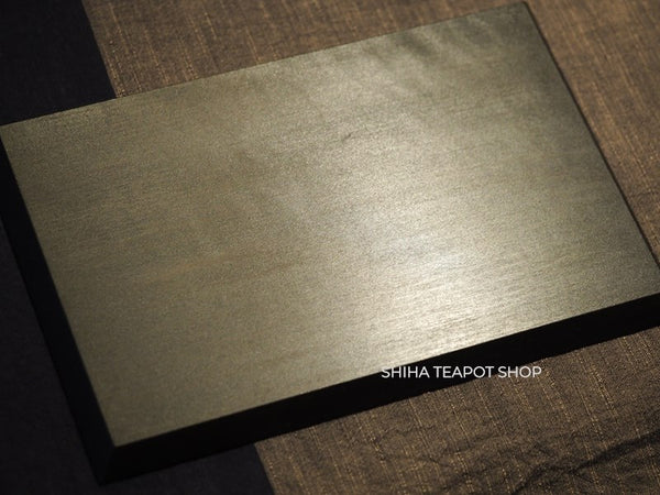 Wabisabi Wajima Urushi Lacquer Hand Carved Black Tea Tray Board (lines)