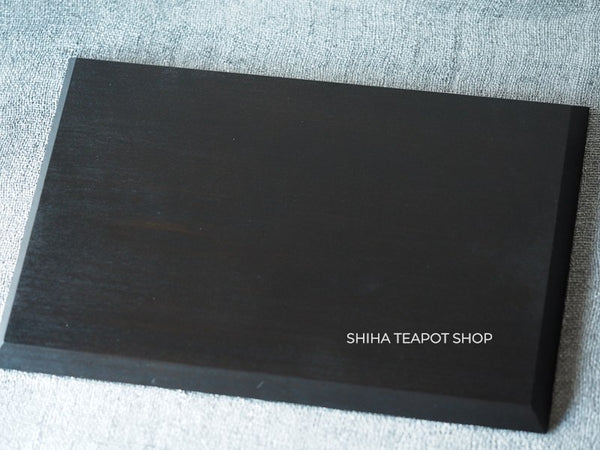Wabisabi Wajima Urushi Lacquer Hand Carved Black Tea Tray Board (lines)