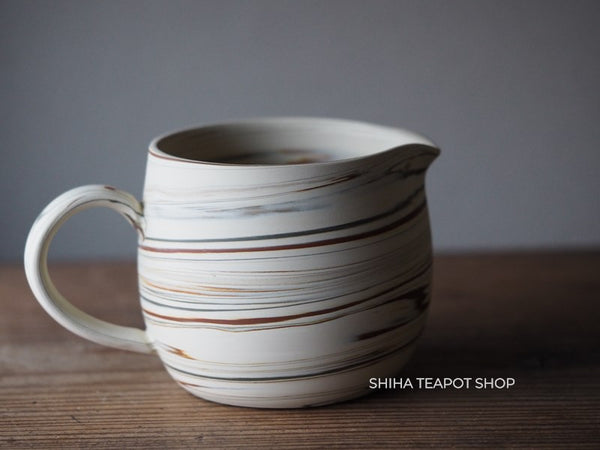 Tokoname Kenji Kiln White Marble  Clay DOTs Kyusu Teapot with Pitcher KN11