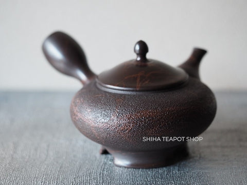 KOSHIN  Black Red Marble Seaweed Flat Tokoname Kyusu Teapot (Iron Teapot texture） 香臣極平大理石 KS1