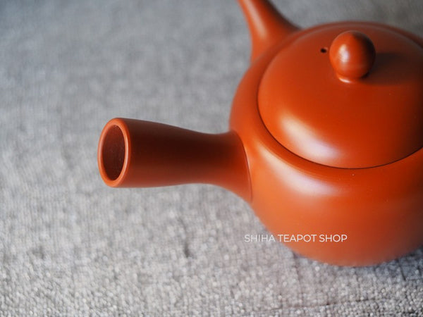 Vintage Baigetsu Silky Red Clay Kyusu Teapot　(Showa era) BI90　【Vintage Japanese Teapot - Unused】