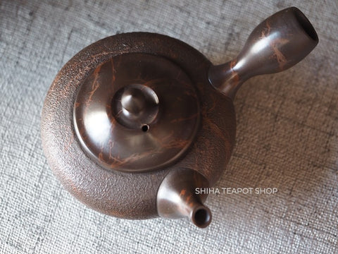 KOSHIN  Black Red Marble Seaweed Flat Tokoname Kyusu Teapot (Iron Teapot texture） 香臣極平大理石 KS2