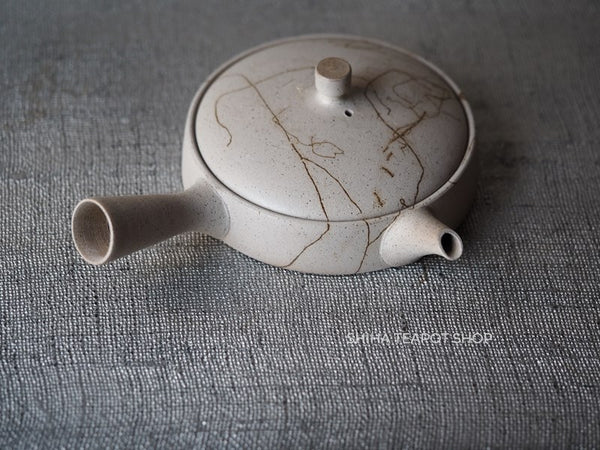 【Left Hand】JINSHU Flat White Mogake Seaweed Tokoname Kyusu 甚秋藻掛 JNC5