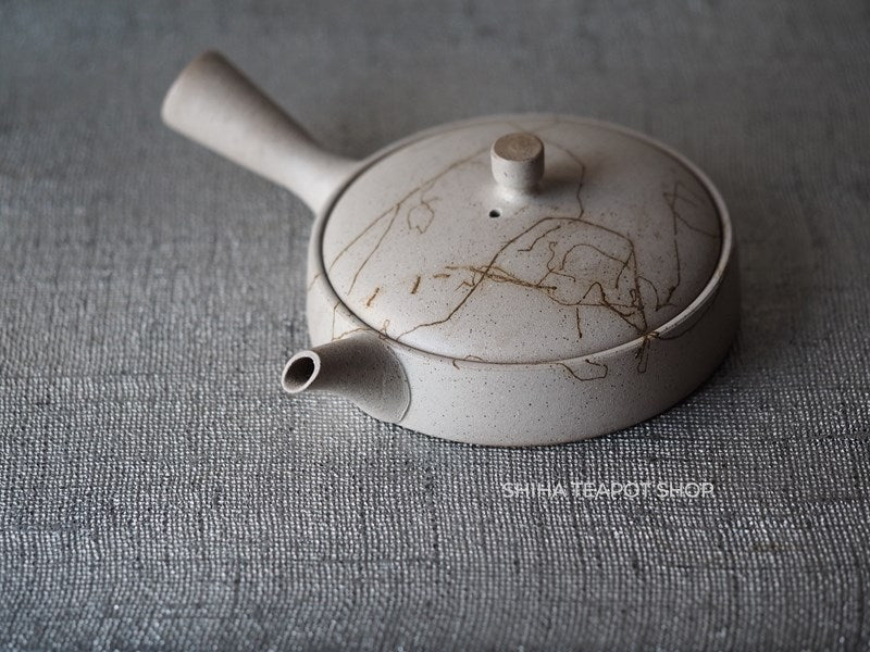 【Left Hand】JINSHU Flat White Mogake Seaweed Tokoname Kyusu 甚秋藻掛 JNC5