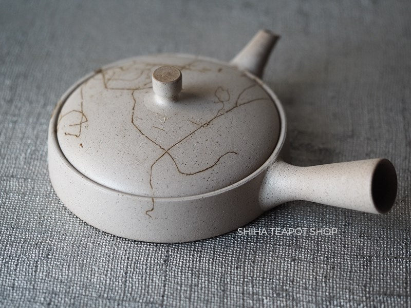【Left Hand】JINSHU Flat White Mogake Seaweed Tokoname Kyusu 甚秋藻掛 JNC5