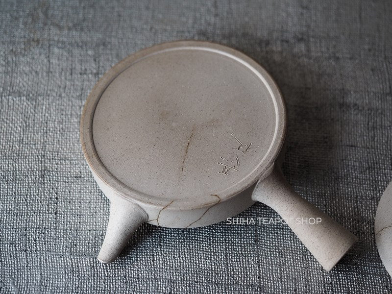 【Left Hand】JINSHU Flat White Mogake Seaweed Tokoname Kyusu 甚秋藻掛 JNC5