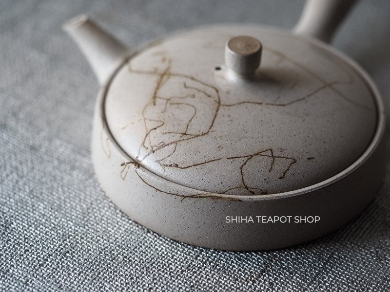 【Left Hand】JINSHU Flat White Mogake Seaweed Tokoname Kyusu 甚秋藻掛 JNC5
