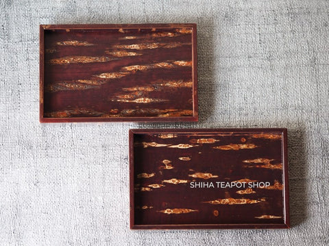 Cherry Tree Bark  Tea Time Square RectangleTray Plate Set