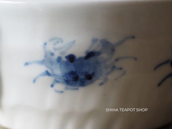 Antique Large Porcelain Blue White Crab Houhin Teapot (Used)