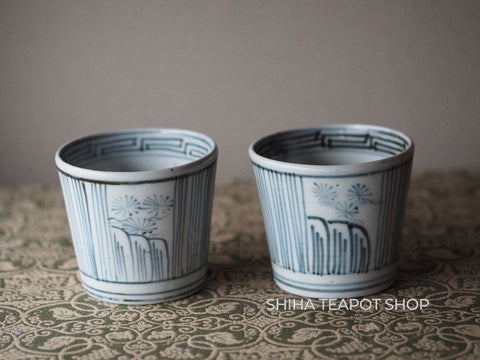 Vintage Blue & White Porcelain Pair Cups (Used) V134