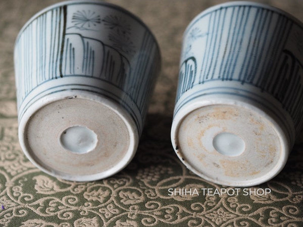 Vintage Blue & White Porcelain Pair Cups (Used) V134