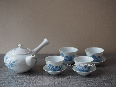 Blue and White Porcelain Teapot Set (Kyusu, cup saucer)