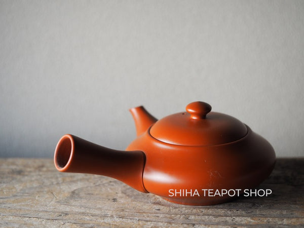 Vintage Shoseki  Silky Flat Red Clay Teapot (Showa era)
