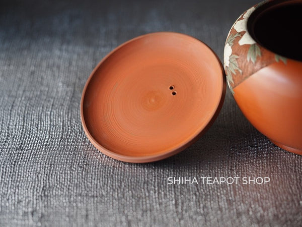 Kodo Yoshikawa Hand Caving Peony Red  Clay Teapot 常滑壺堂 KD13
