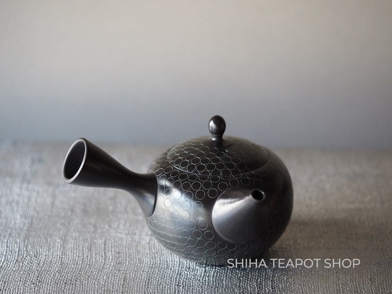 【Left Hand】SHORYU  Inka stamp Black  Ceramic Kyusu Teapot (40 years ) 昭龍急須