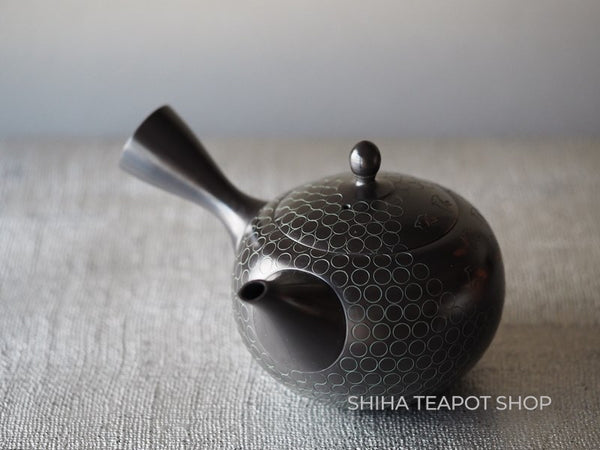 【Left Hand】SHORYU  Inka stamp Black  Ceramic Kyusu Teapot (40 years ) 昭龍急須