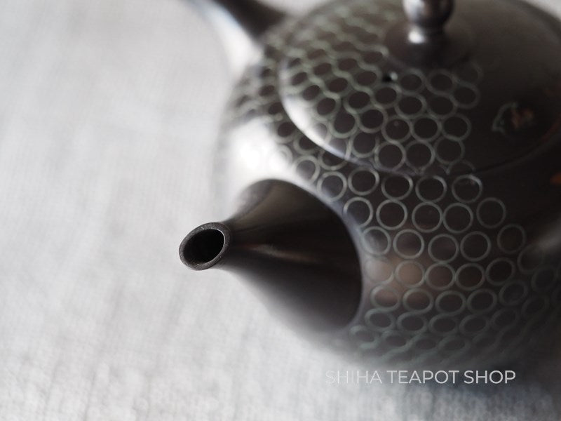 【Left Hand】SHORYU  Inka stamp Black  Ceramic Kyusu Teapot (40 years ) 昭龍急須