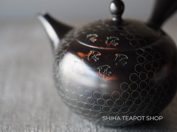 【Left Hand】SHORYU  Inka stamp Black  Ceramic Kyusu Teapot (40 years ) 昭龍急須