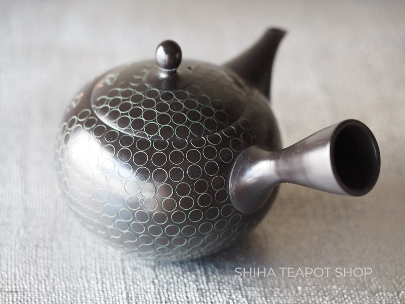 【Left Hand】SHORYU  Inka stamp Black  Ceramic Kyusu Teapot (40 years ) 昭龍急須