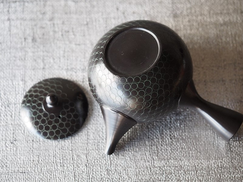 【Left Hand】SHORYU  Inka stamp Black  Ceramic Kyusu Teapot (40 years ) 昭龍急須