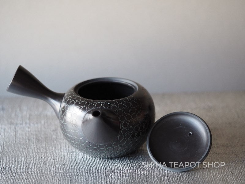 【Left Hand】SHORYU  Inka stamp Black  Ceramic Kyusu Teapot (40 years ) 昭龍急須