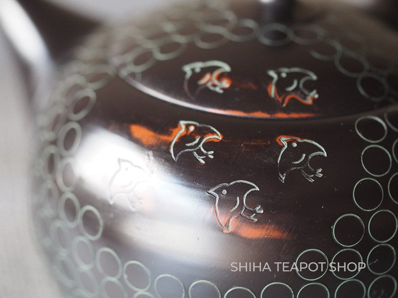 【Left Hand】SHORYU  Inka stamp Black  Ceramic Kyusu Teapot (40 years ) 昭龍急須