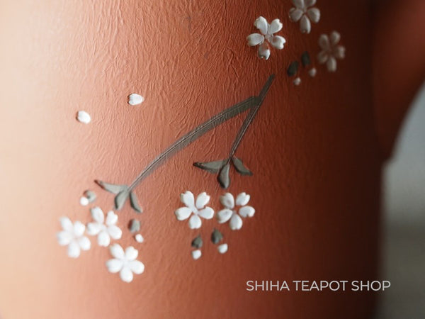 Tsuzuki Seiho Sakura in the Misty Rain (SH55) Back Handle Small Tokoname Kyusu Teapot 青峰桜