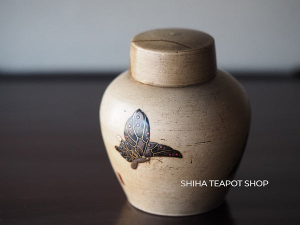 Vintage Tea Canister Butterfly Makie Kintsugi-repaired