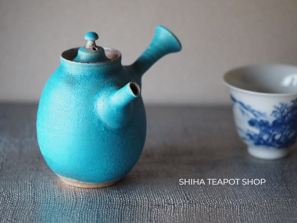 Tokoname Sou Yamada Wood fired BLUE Small Tall Kyusu Teapot 山田想 YS22