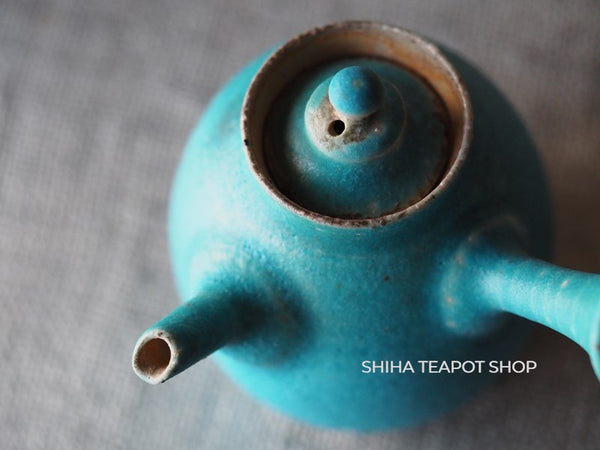 Tokoname Sou Yamada Wood fired BLUE Small Tall Kyusu Teapot 山田想 YS22