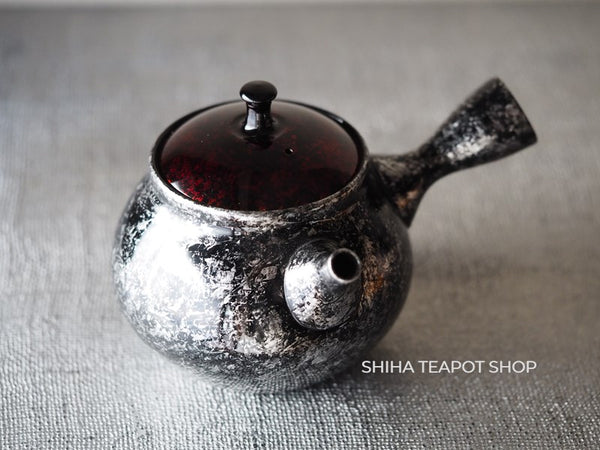 SHORYU Silver-Black Garnet Lid Kyusu Teapot  昭龍  SR22