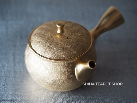Shoryu-Umehara Shoji Gold and Mesh Kyusu Teapot SR12