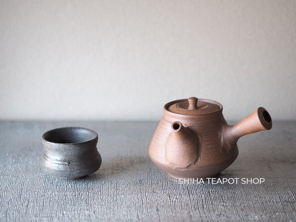 Shimizu Hokujo Reddish Brown Tokoname Small Kyusu Teapot H20