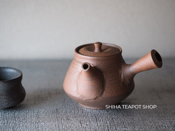 Shimizu Hokujo Reddish Brown Tokoname Small Kyusu Teapot H20