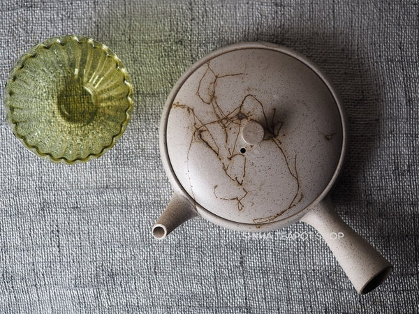 JINSHU Flat White Mogake Seaweed Tokoname Kyusu 甚秋藻掛 JN71
