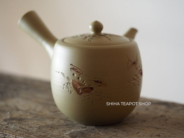 Vintage YUSEN, I  Kyusu Teapot White Clay Crab 50 years  Japan 初代友仙