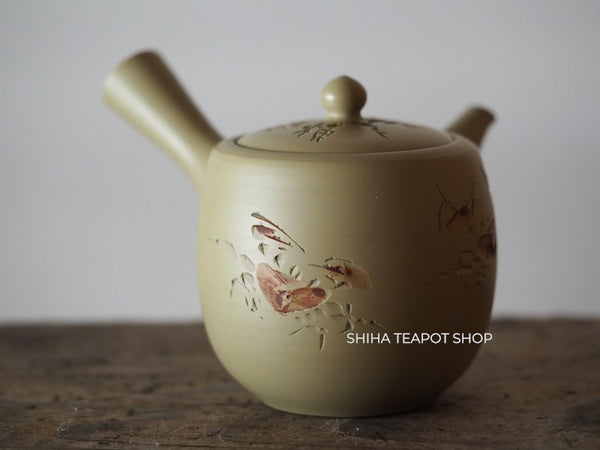 Vintage YUSEN, I  Kyusu Teapot White Clay Crab 50 years  Japan 初代友仙