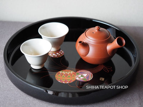 Round lacquer tray with Traditional Japanese Ball Design