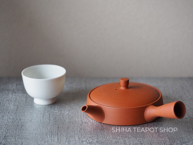 Ito Seiji (JINSHU) Red Clay Flat Tokoname Kyusu Teapot Unglazed