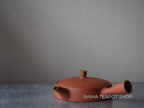 Ito Seiji (JINSHU)  Red Clay Flat  Tokoname Kyusu Teapot Unglazed (Wood Box )