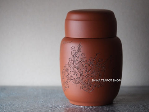 Vintage Togen Sixteen Arhats / Heart Sutra Tea Canister 陶元 般若心経 羅漢