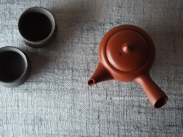 Vintage Baigetsu Silky Red Clay Mini Kyusu Teapot　(Showa era)