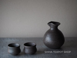 SUZUYaki Black Ceramic for Tea Sake Cup Ware Set SZ08  珠洲焼