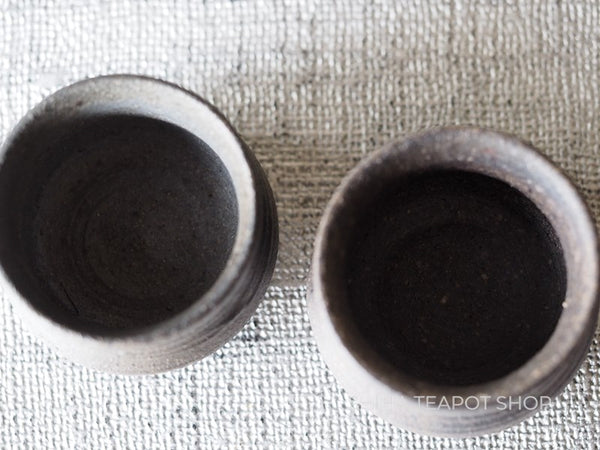 SUZUYaki Black Ceramic for Tea Sake Cup Ware Set SZ08  珠洲焼