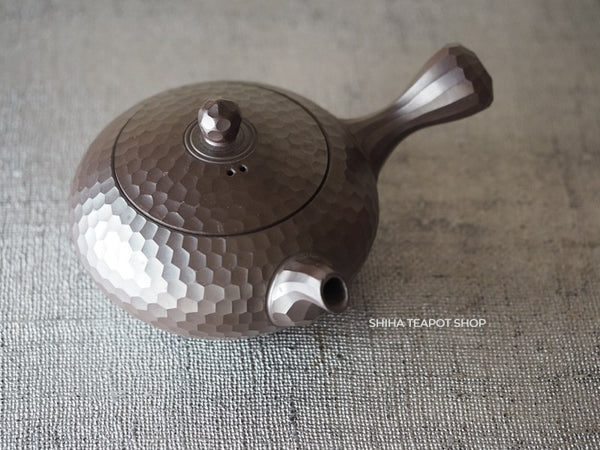 Antique Banko Pueple Clay Iroku Kyusu Teapot Facet Diamond-cut pattern