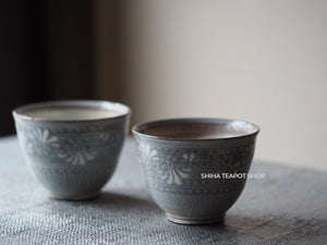 Toraku Flower Mishima Pattern Cup Pair (2 cups)