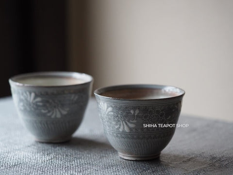 Toraku Flower Mishima Pattern Cup Pair (2 cups)